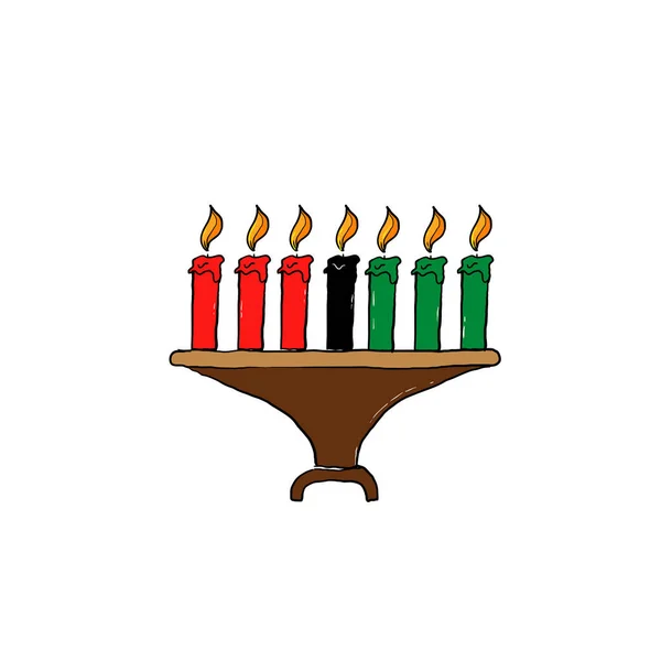 Hand Drawn Candle Light Illustration Symbol Kwanzaa Celebration Doodle Style — Stock Vector