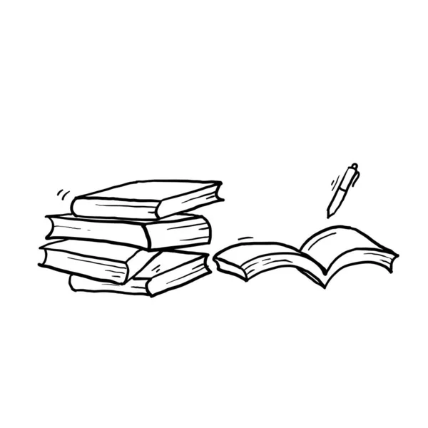 Ζωγραφισμένα Στο Χέρι Doodle Βιβλίο Και Στυλό Εικονογράφηση Φορέα Στυλ — Διανυσματικό Αρχείο