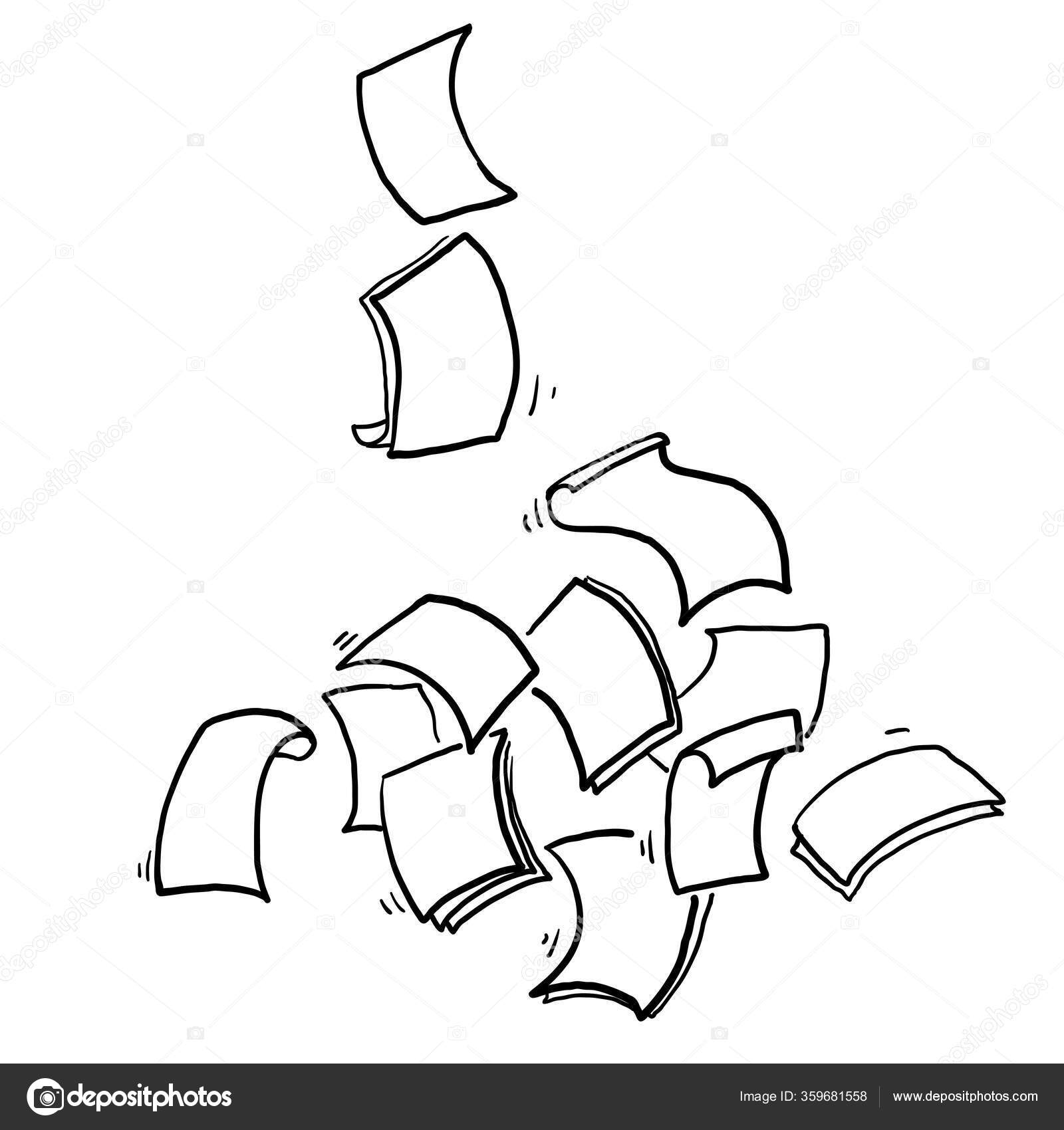 Hand Drawn Falling Paper Sheets Flying Papers Pages White Sheet Stock Vector  by ©devitaayusilvianingtyas 359681558