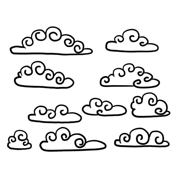 Doodle Cloud Illustration Hand Drawn Vector — ストックベクタ