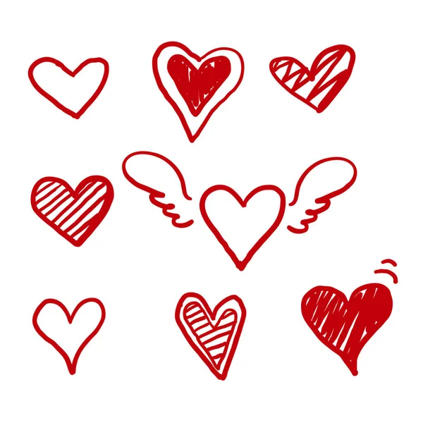 Doodle Corazones Dibujados Mano Colección Corazón Amor Dibujado Mano Vector — Archivo Imágenes Vectoriales