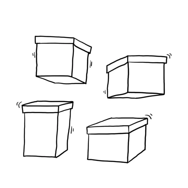 Doodle Box Icon Illustration Mit Handgezeichneten Stil Vektor Isoliert — Stockvektor