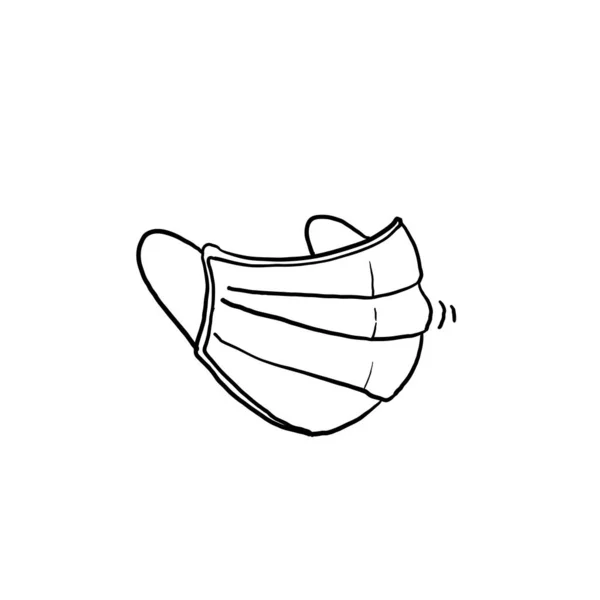 Illustrazione Maschera Medica Disegnata Mano Con Doodle Stile Cartone Animato — Vettoriale Stock