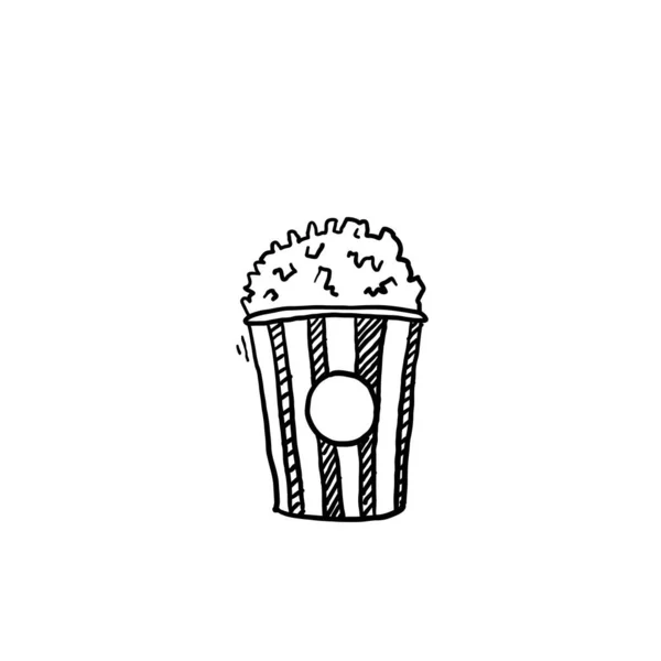 Ręcznie Rysowane Doodle Popcorn Ilustracja Wektorem Stylu Kreskówki — Wektor stockowy