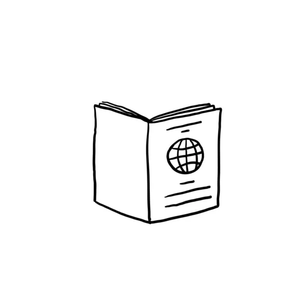 Illustration Icône Passeport Doodle Dessinée Main Avec Fond Isolé Vectoriel — Image vectorielle