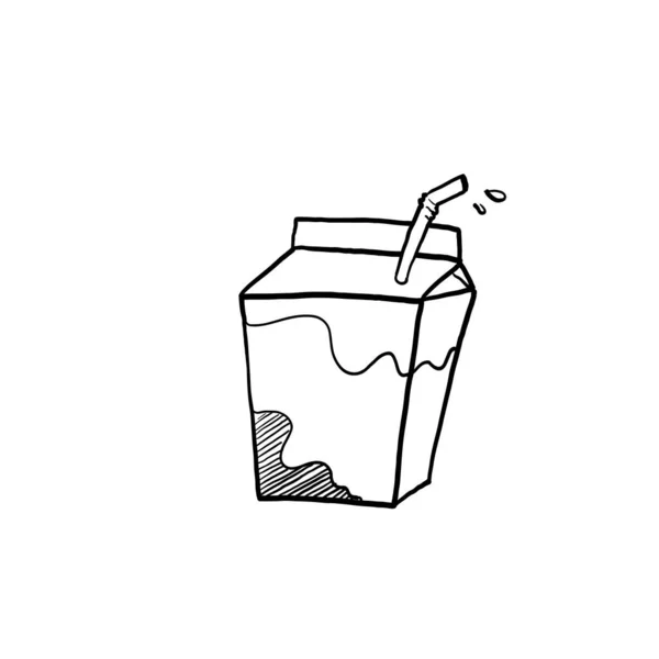 Ręcznie Rysowane Mleko Doodle Ilustracja Wektor Izolowane Tło — Wektor stockowy