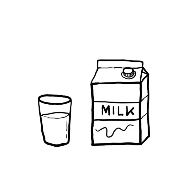 Hand Gezeichnet Doodle Milch Illustration Vektor Isoliert Hintergrund — Stockvektor