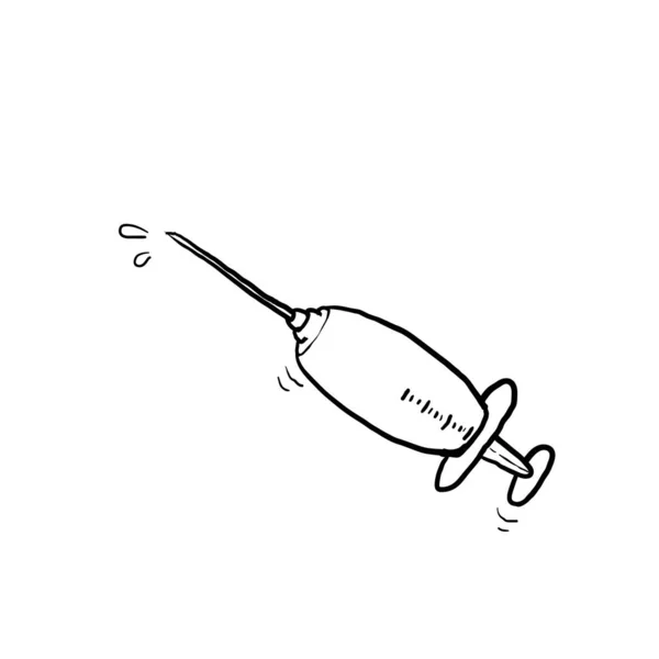 Seringue Dessinée Main Vaccin Illustration Doodle Icône Vecteur — Image vectorielle