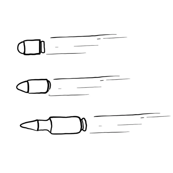 Ręcznie Rysowane Doodle Bullet Szlak Ilustracja Kreskówki Stylu — Wektor stockowy