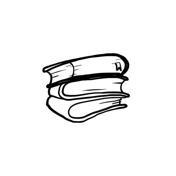 Dessiné Main Icône Livre Dans Style Ligne Mince Style Doodle — Image vectorielle