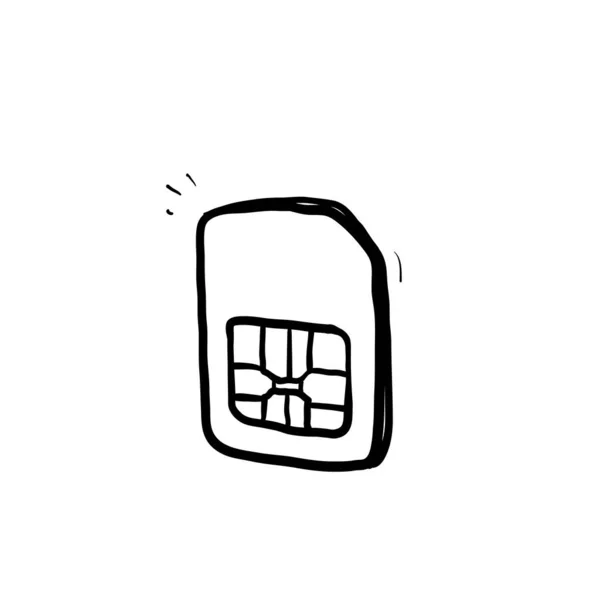 Handgezeichnetes Doodle Simcard Illustration Icon Isoliert — Stockvektor