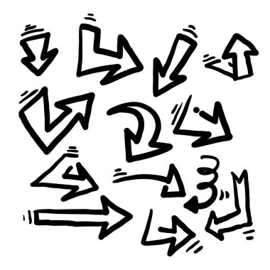 doodle ok koleksiyonu simgesi el çizimi biçimi