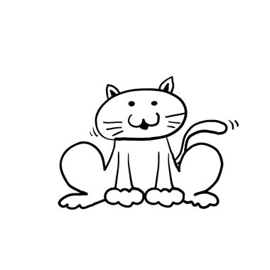 Çizgi film stili vektör ile çizilmiş kedi yavrusu çizimi