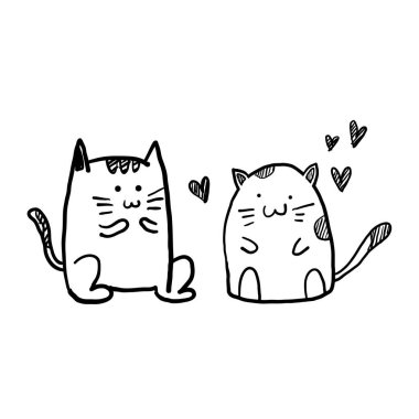 Çizgi film stili vektör ile çizilmiş kedi yavrusu çizimi