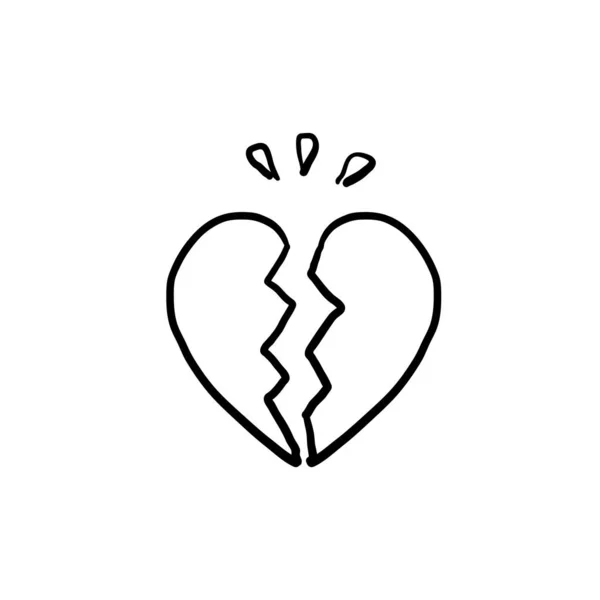 Doodle Coração Quebrado Ilustração Mão Estilo Desenhado —  Vetores de Stock