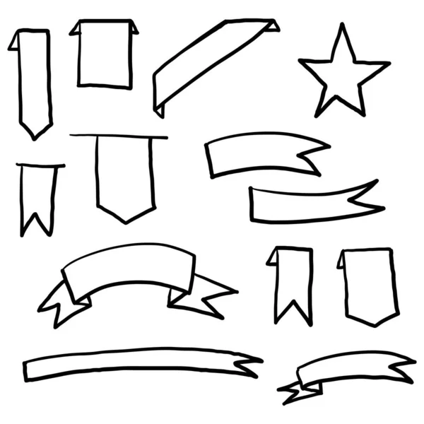 Рука Намальовані Елементи Стрічки Етикетка Starburst Вінтаж Сучасна Колекція Простих — стоковий вектор
