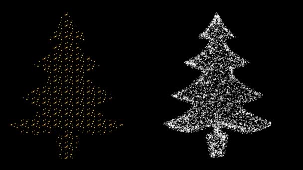 Altın Yıldızlar Parıldayan Yıldızlar Noel Ağacı Şeklinde Mutlu Noeller — Stok video