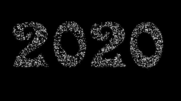 Schneefall Form Von 2020 Frohes Neues Jahr 2020 — Stockvideo