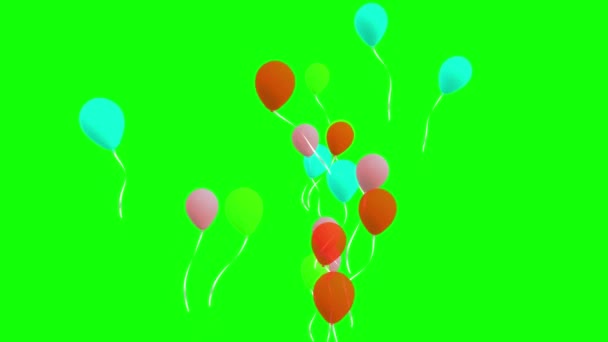 Létající Balónky Zeleným Pozadím — Stock video