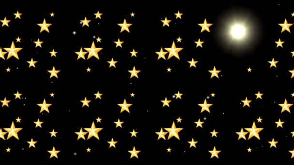 Vackra Gyllene Stjärnor Rörelse Grafik Med Mörk Bakgrund — Stockvideo