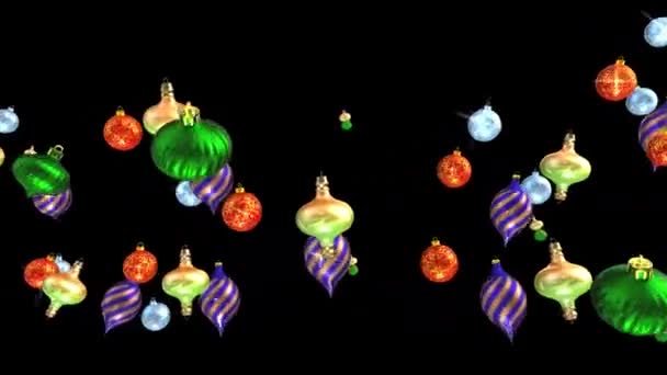 Christmas Ornaments Motion Graphics Dark Background — Stock Video