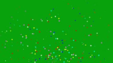 Yeşil ekran arkaplanı olan renk yıldızları çeşmesi