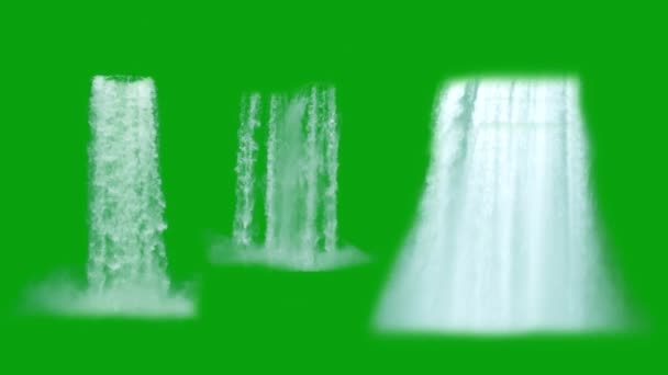 Водоспади Зеленим Екраном Фону — стокове відео