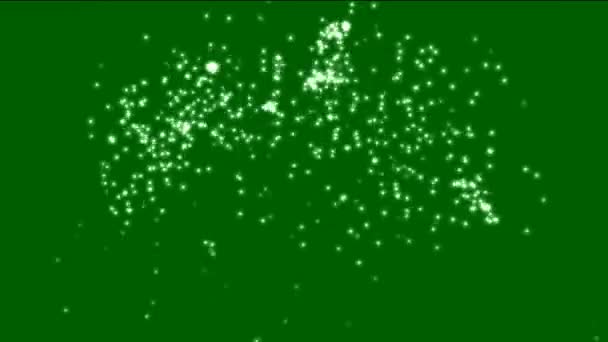 Білі Блискітки Графіки Руху Зеленим Екраном Фону — стокове відео
