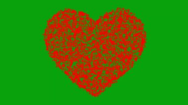 Yeşil ekranlı kırmızı kalp hareketi grafikleri