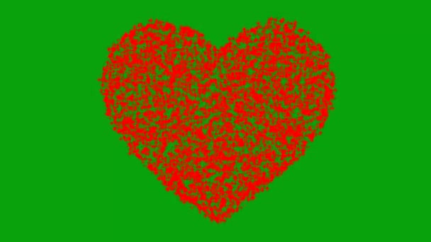 绿色屏幕背景的红心运动图形 — 图库视频影像