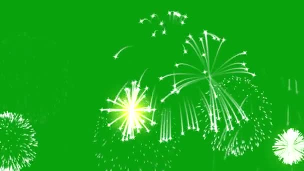 Feuerwerk Bewegungsgrafik Mit Grünem Hintergrund — Stockvideo