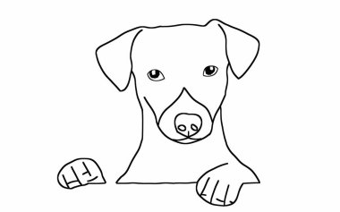 Düz beyaz arkaplanda güzel köpek dijital sanat eserleri