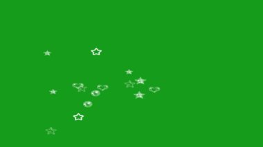 Yeşil ekran arkaplanlı beyaz parıldayan şekiller