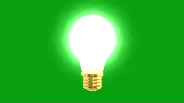 緑の画面の背景と電球の動きのグラフィックを光る — ストック動画