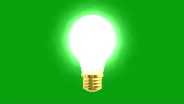 Lampadina Incandescente Grafica Movimento Con Sfondo Schermo Verde — Video Stock