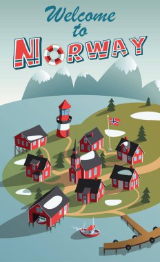 Norveç balıkçı köyü manzara
