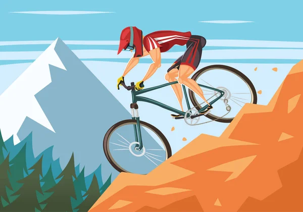 Mountain bike downhill — Stock Vector