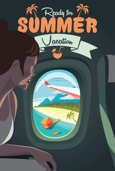 Um olhar para a praia tropical do avião — Vetor de Stock