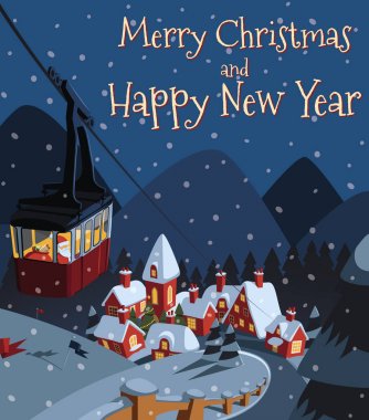 Noel Baba Noel Vadisi köyde teleferik içine iner