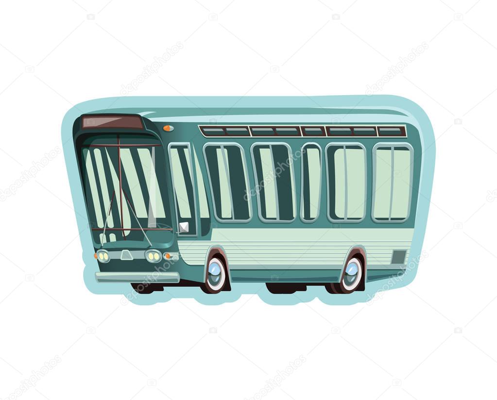 Old green bus vector illustration
