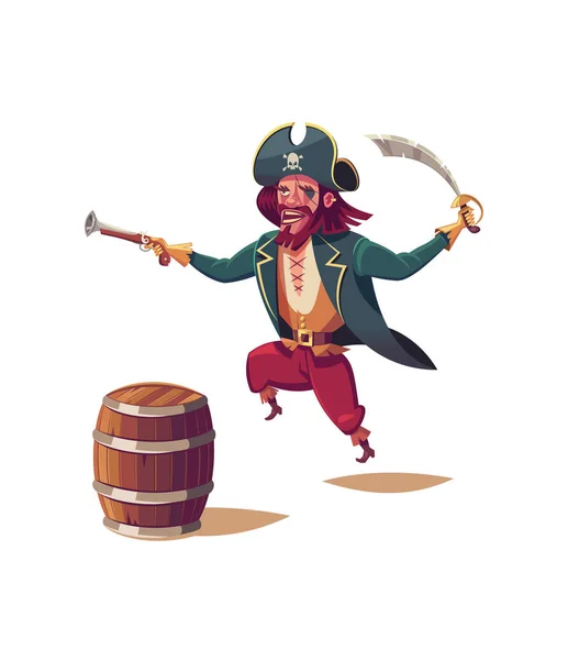 Pirate Attack Isolated White Background — ストックベクタ