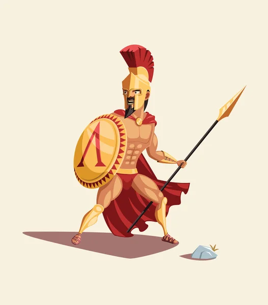 Спартанський Воїн Ізольований Білому Тлі — стоковий вектор