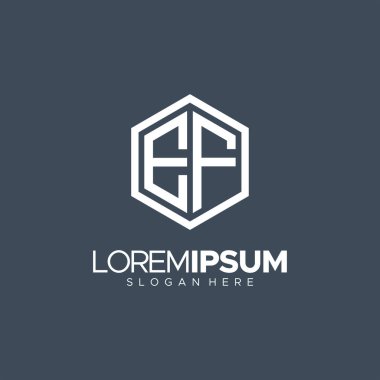İlk Ef Harfi geometrik harf Ef logo tasarım vektörü. İş dünyası için altıgen çokgen logosu kavramı
