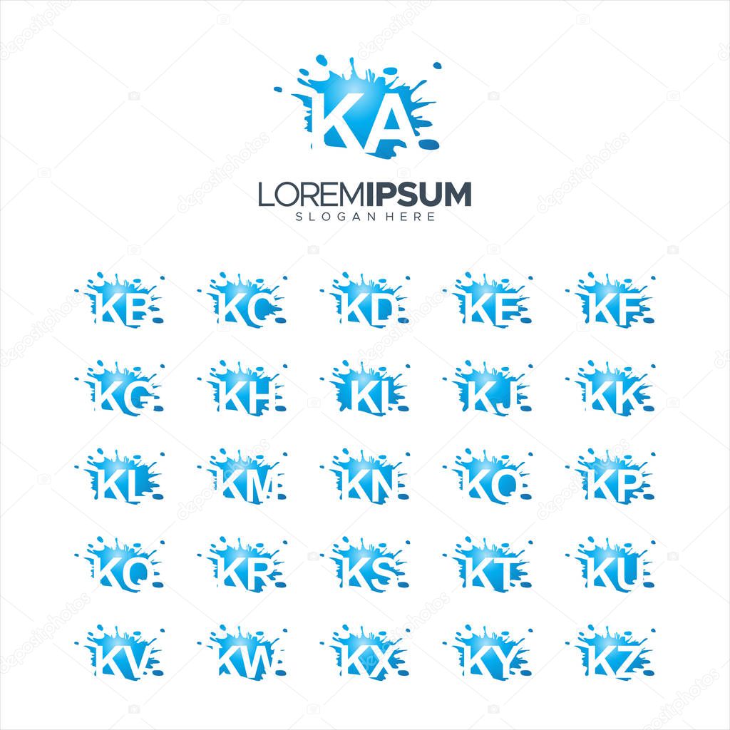 Illustration Vector 100% edit Splash Brush vector letter KA - KZ Logo Vector Illustration 10 EPS
