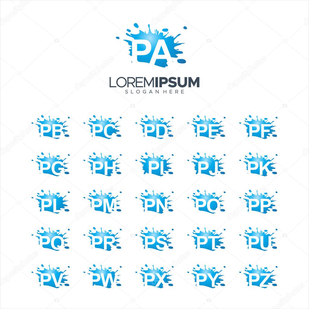 Illustration Vector 100% edit Splash Brush vector letter PA - PZ Logo Vector Illustration 10 EPS