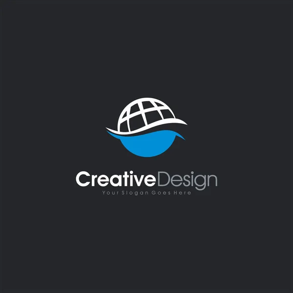 Globe Vector Icon Water Logo Abstraktní logo Icon Business Template — Stockový vektor