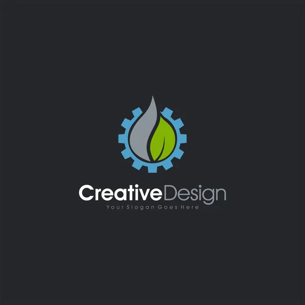 Modèle d'entreprise d'icône naturelle de logo de machine Tech — Image vectorielle
