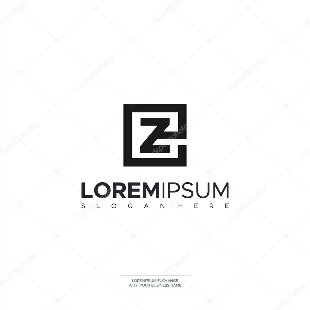 EZ E Z Letter Logo Design in Black Colors. Creative Modern Letters Vector Icon Logo Illustration EPS 10