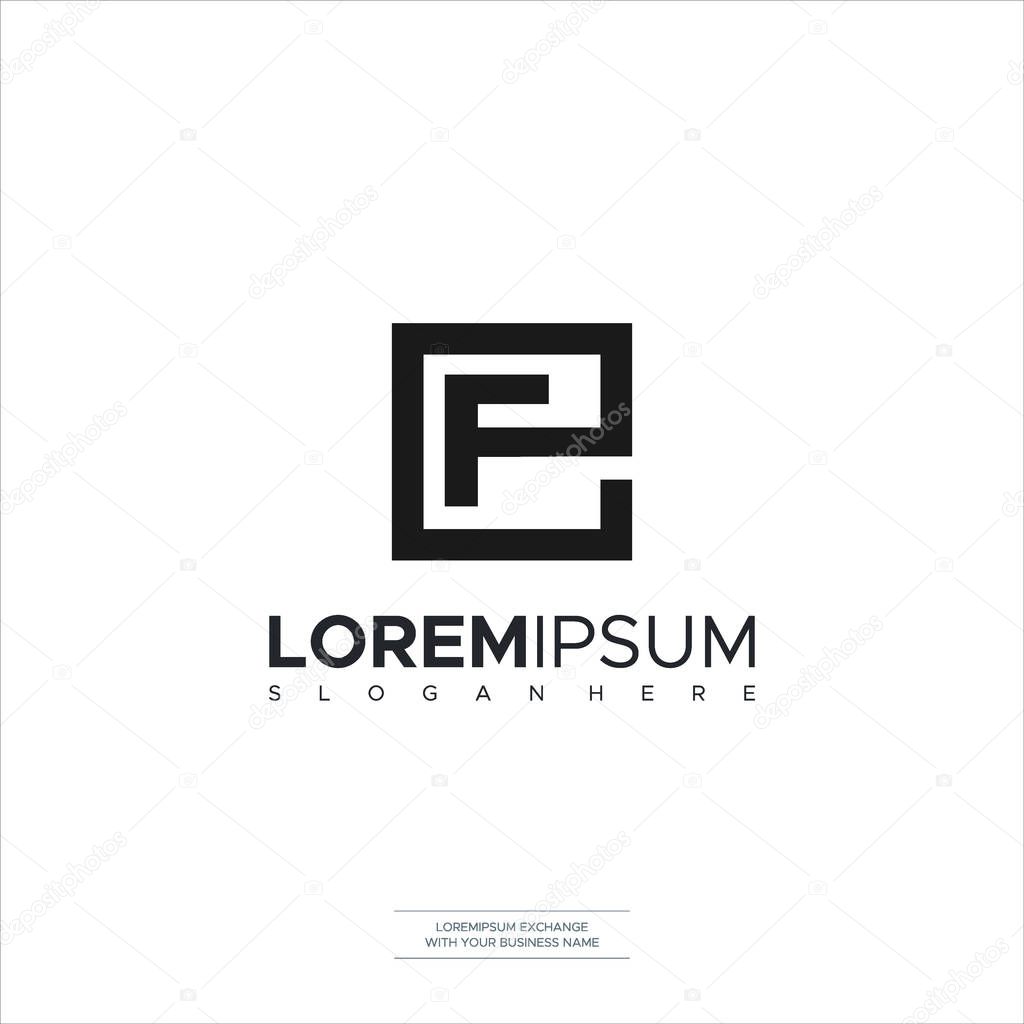 Initial letter EF FE minimalist art monogram circle shape logo, white background Symbols, Icon Vector Illustration