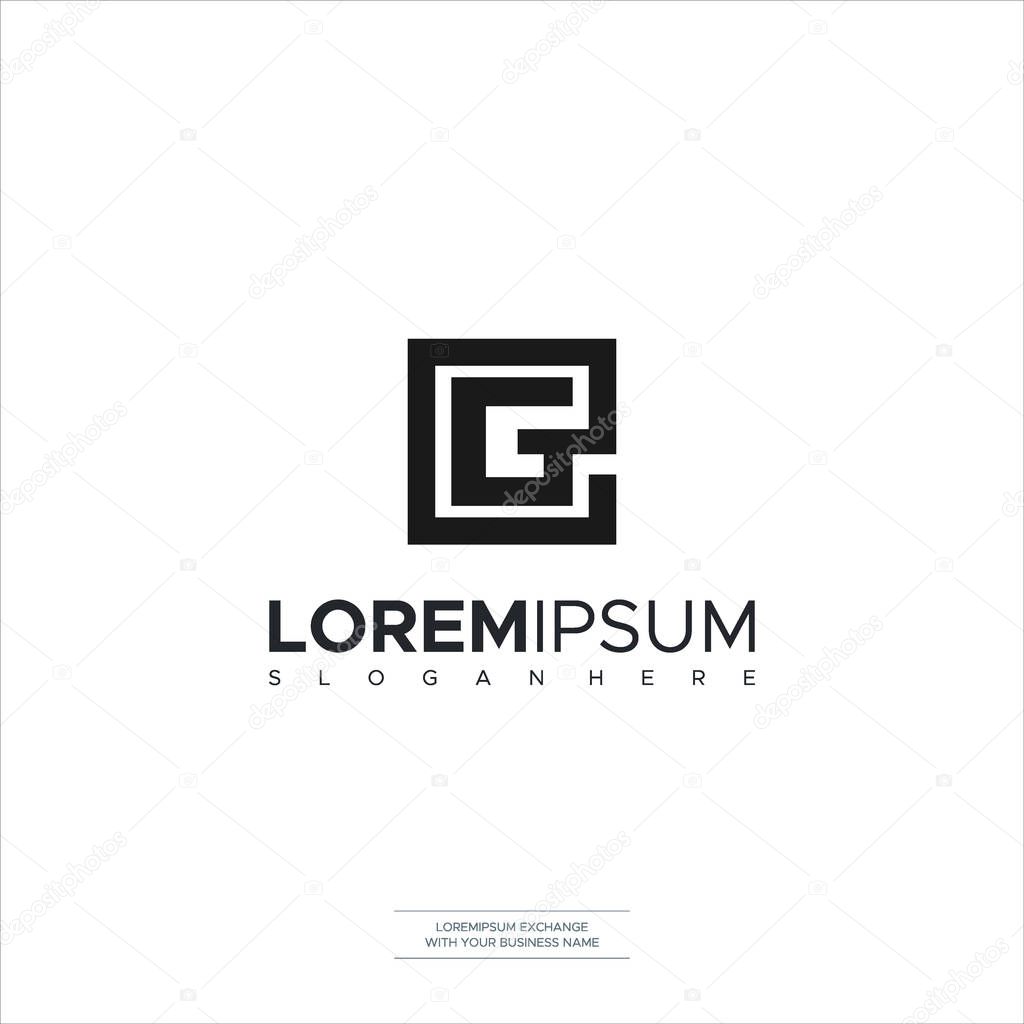 Unique modern creative minimal fashion brands black and white color EG GE E G initial based letter icon logo